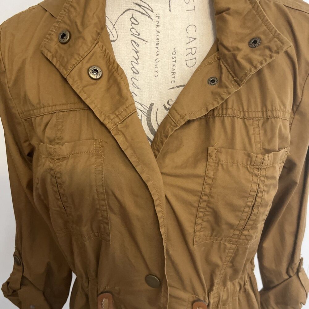 Maurices Utility Jacket Women's Medium Brown Military Anorak Roll Tab Sleeve NWT - Picture 4 of 11